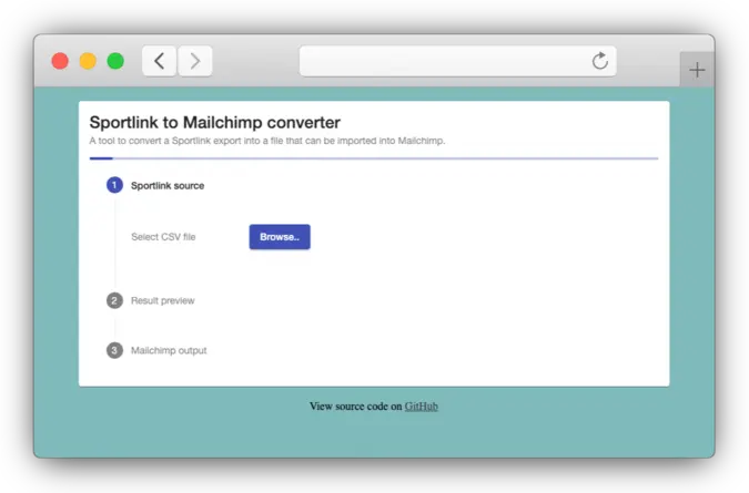 Screenshot of the sportlink_to_mailchimp application